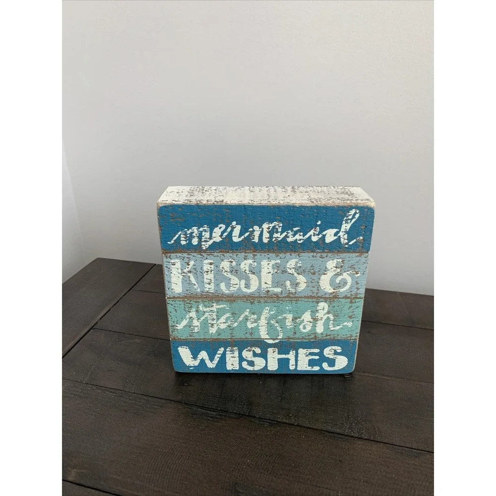 NEW Mermaid Theme Wood Box Sign Primitives By KathyBlue NEW (A16)